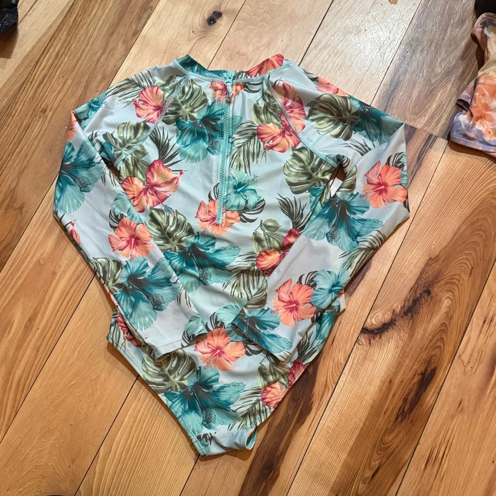 Justice Tropical Floral Long Sleeve Bodysuit